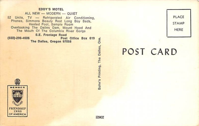 Eddy's Motel The Dalles, Oregon OR Postcard