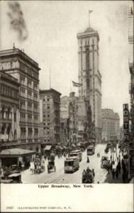 New York City Trolley Street Scene c1910 Postcard