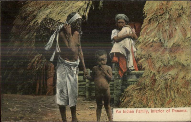 Panama Interior Native Family c1910 Postcard - Ethnography