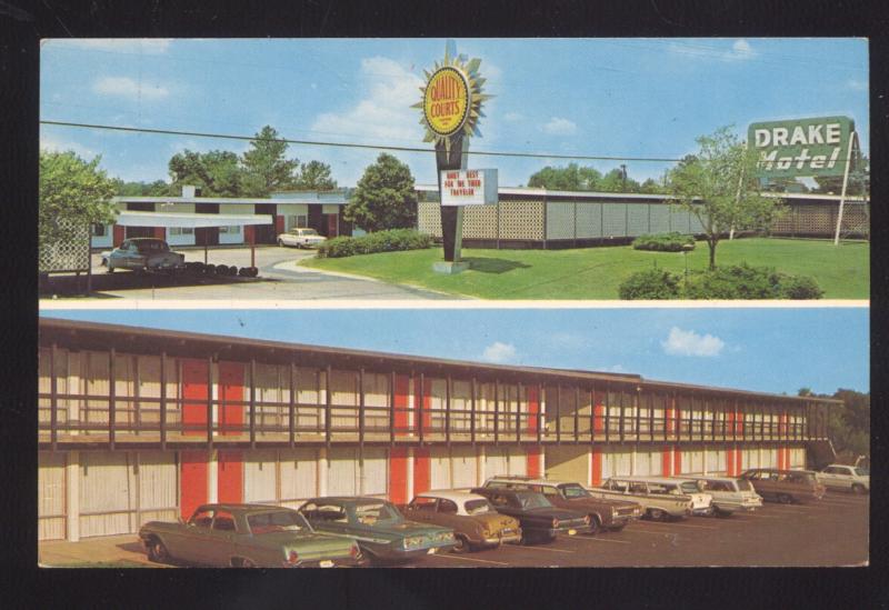 JACKSON MISSISSIPPI DRAKE MOTEL 1960's CARS VINTAGE ADVERTISING POSTCARD