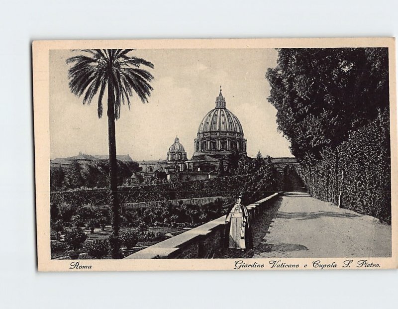 Postcard Giardino Vaticano e Cupola S. Pietro Rome Italy