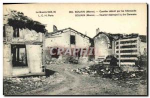 Postcard Old Quarter Souain destroyed by German Militaria