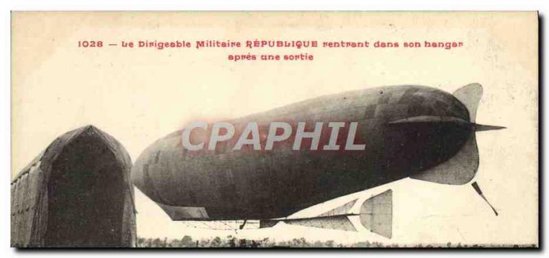 Postcard Old Airship Zeppelin airship Republic Military returning to its hang...