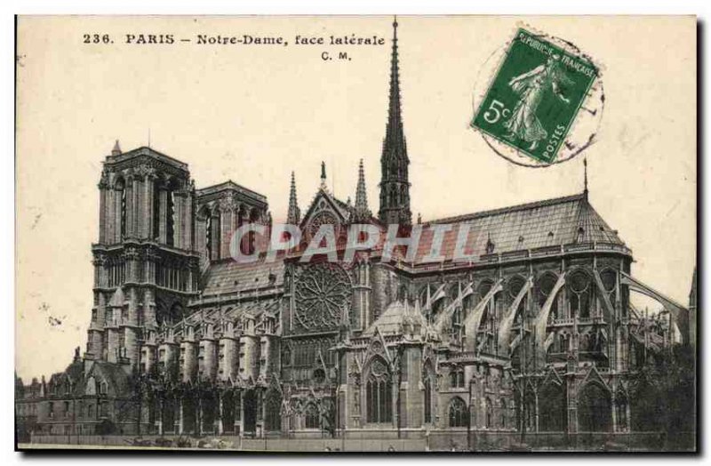 Postcard Old Paris Notre Dame Side face