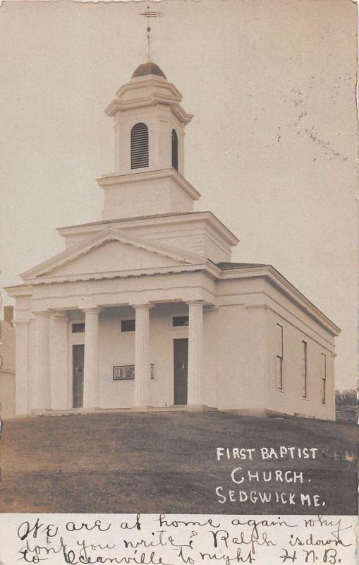 Maine Me Postcard Real Photo RPPC 1906 SEDGWICK First Baptist Church