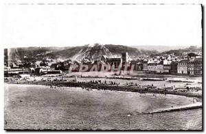 Cherbourg Old Postcard Panorama of the beach and the place Napoleon 1st
