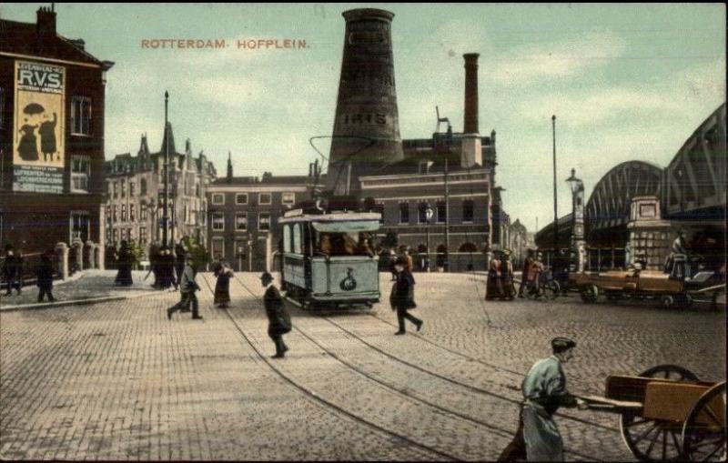 Rotterdam Netherlands Hofplein Nice Trolley Scene c1910 Postcard