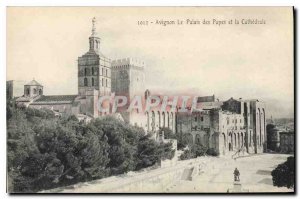 Old Postcard Avignon Popes' Palace and the Cathedral