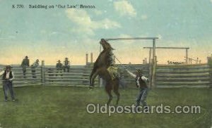 Saddling an Outlaw Western Cowboy, Cowgirl Postal Used Unknown light crease r...