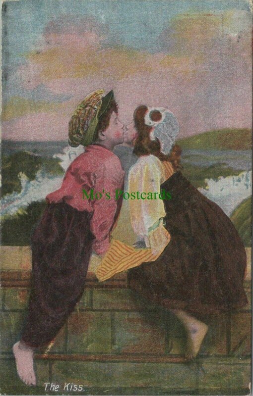 Children Postcard - The Kiss - Boy and Girl Kissing  RS27494