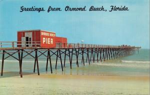 ORMOND BEACH FLORIDA-FISHING PIER POSTCARD 1960s