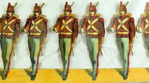 1870's-80's Die Cut Civil War Paper Toy Soldiers 2 Strip total 4 1/4 X 11 1/2