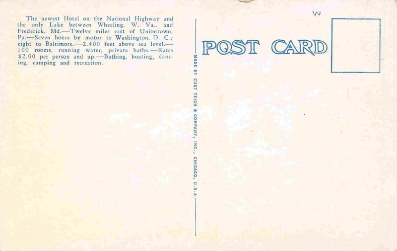 Dining Room Gorley's Lake Hotel Uniontown Pennsylvania 1930s postcard