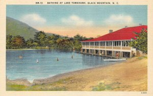 BLACK MOUNTAIN, North Carolina NC  BATHING At LAKE TOMAHAWK  Bath House Postcard