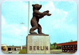 BERLIN, GERMANY ~ Berliner Bear CHECKPOINT DREILINDEN Statue 4x6 Postcard
