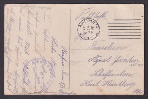 Aachen Germany Main Train Station Bahnhof 1916 WWI Feldpost Postcard
