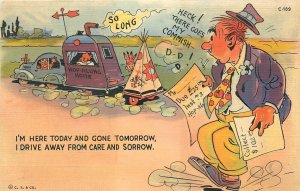 Postcard 1930s Ray Walters road trip travel comic humor linen Teich TP24-3008