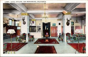 Postcard Lobby at Hotel Antlers in San Bernardino, California