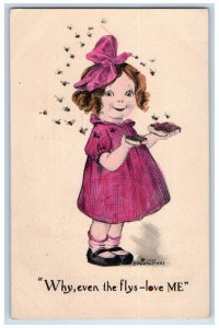 1912 Litte Girl Purple Dress Flies Twelvetrees Brooklyn New York NY Postcard