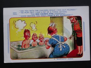 Comic Postcard DID YOU BATH THE CHILDREN MILDRED? c1950/60's by Bamforth 1875