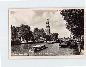 Postcard Oude Schans with Montelbaanstoren Amsterdam Netherlands