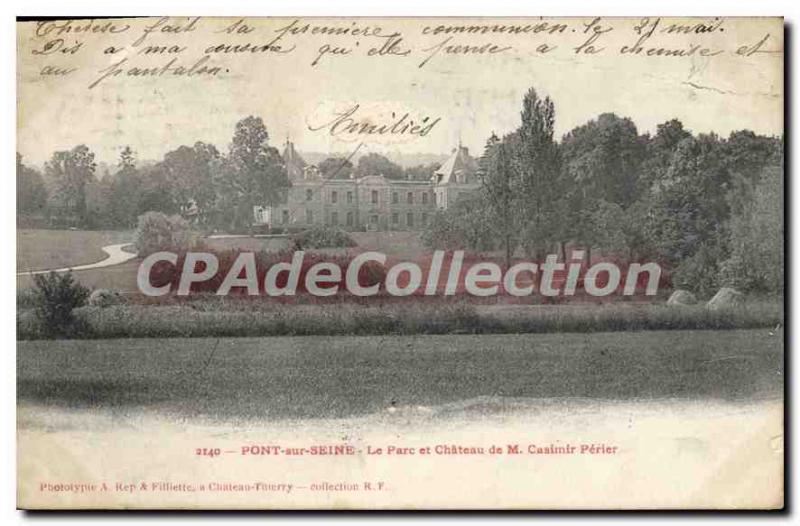 Postcard Old Bridge Seine The Park and Chateau de M Casimir Perier