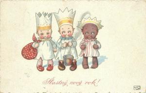 Artist Impression Black Child Children';s Party Hats C-1910 Postcard 5686