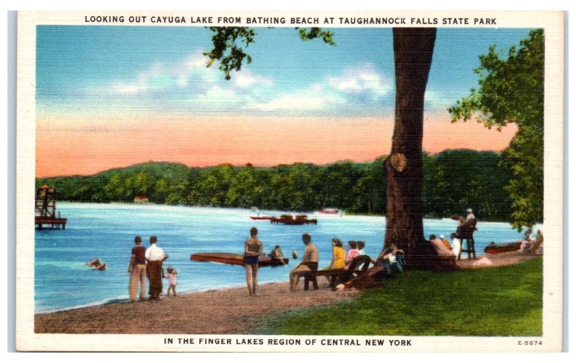 Mid-1900s Cayuga Lake & Beach, Taughannock Falls State Park, NY ...