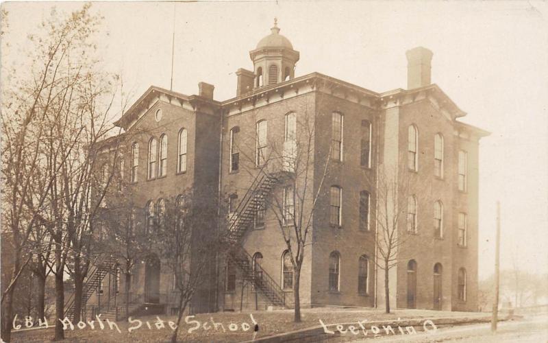 E70/ Leetonia Ohio RPPC Postcard Columbiana Co 1914 North Side School Leiter