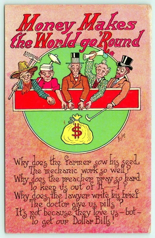 Bishop Comic~Money Makes World Go Round~Farmer~Mechanic~Lawyer~Doctor~$ Bills~ 