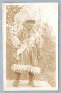 AMERICAN INDIAN LITTLE CHIEF VINTAGE REAL PHOTO POSTCARD RPPC ARCTIC CIRCLE
