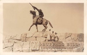 Statue Of Buffalo Bill Real Photo Postcard