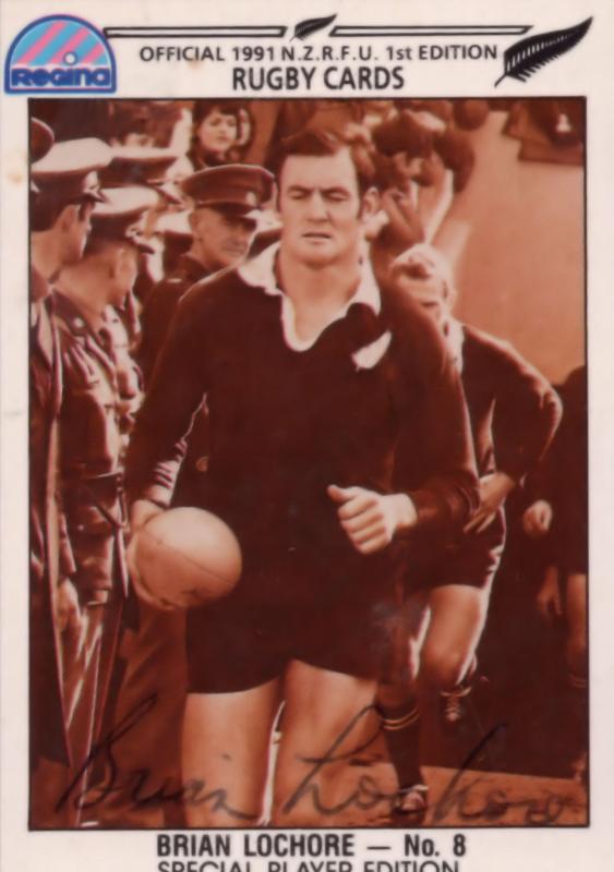 Brian Lochore New Zealand All Blacks Rugby Hand Signed Card Photo