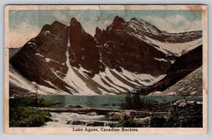 Lake Agnes, Canadian Rockies, Alberta Canada, Vintage Postcard