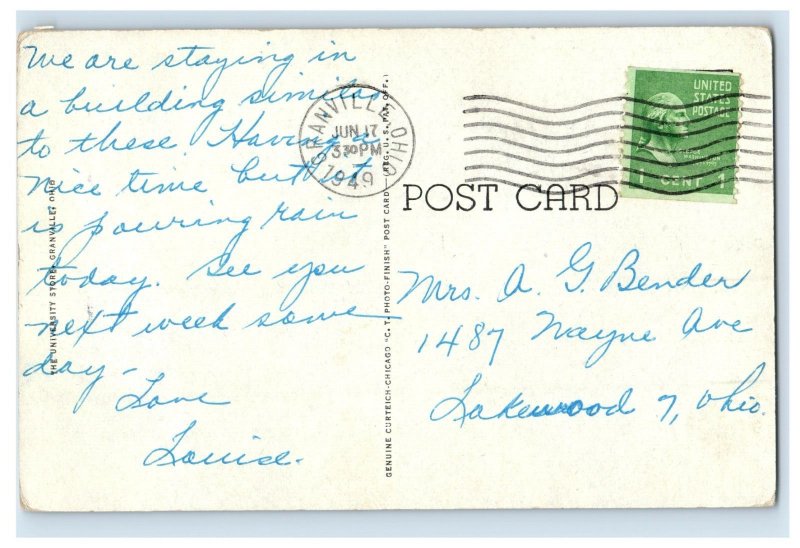 Vintage Denison University Granville Ohio Postcard P203E