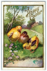 c1910's Easter Baby Chicks Flowers Embossed Elliott Iowa IA Antique Postcard