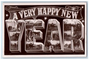 c1910's Happy New Year Large Letters Sutherland Iowa IA Posted Antique Postcard