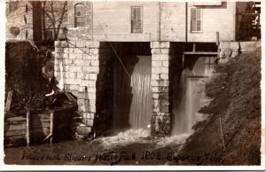 1908 Real Photo Postcard Power Plant Showing Waterfall in Superior, Nebraska