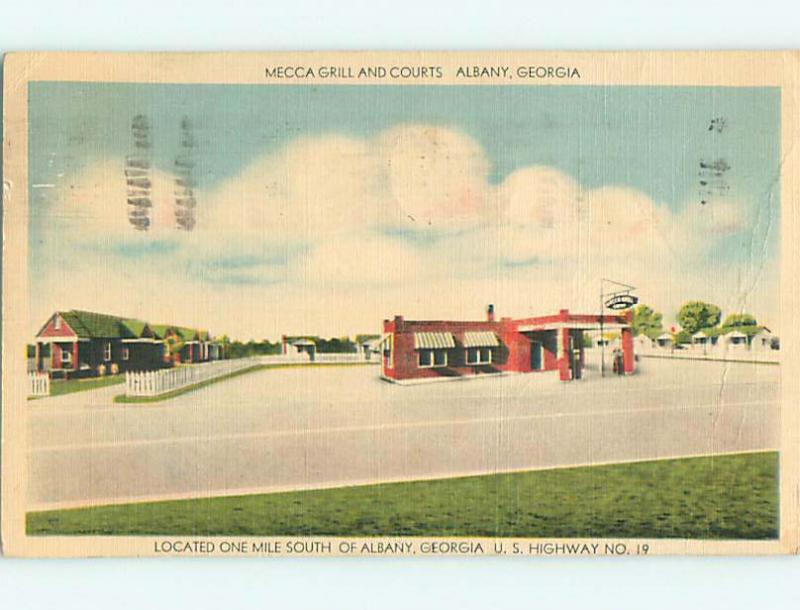 1939 Linen MECCA GRILL RESTAURANT & GAS STATION & MOTEL Albany Georgia GA r1506