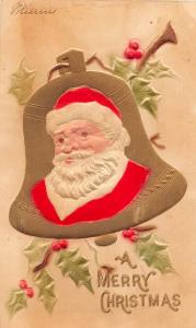 B69/ Santa Claus Merry Christmas Holiday Postcard 1907 Lloyd Pa Embossed Bell 24