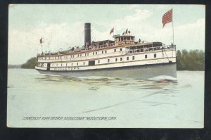 MIDDLETOWN CONNECTICUT CONN. RIVER RIVERBOAT STEAMER VINTAGE POSTCARD