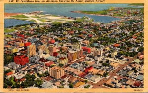 Florida St Petersburg From Airliner Showing Albert Whitted Airport 1944 Curteich