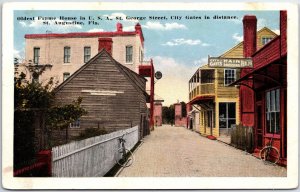 VINTAGE POSTCARD THE OLDEST FRAME HOUSE IN THE U.S.A. AT ST. AUGUSTINE FLORIDA