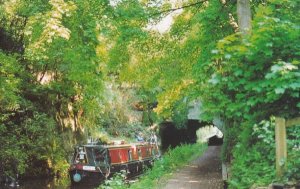 Boat at Cowley Tunnel Shropshire Union Canal Postcard