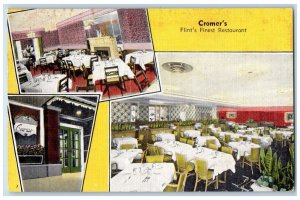 1949 Cromer's North Saginaw Street Flint 3 Rose Room Michigan Multiview Postcard 