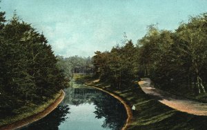 Vintage Postcard 1910's Peaceful Scene River Road Netherlands Pub Hooge Vuursche