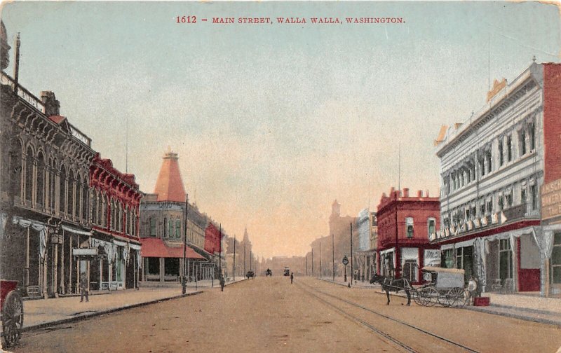 G33/ Walla Walla Washington Postcard c1910 Main Street Stores