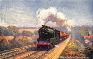 Raphael Tuck Famous Expresses Plymouth Express Railroad Train Postcard