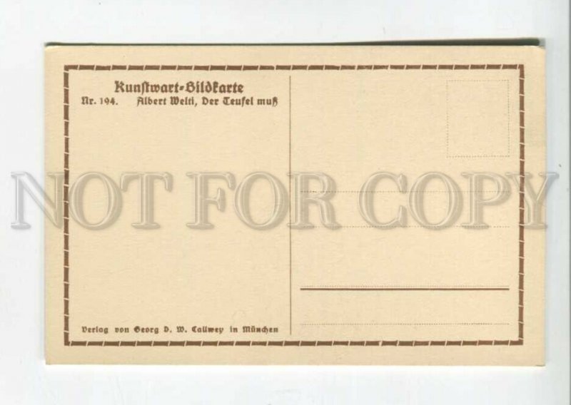 475818 Albert WELTI Head of DEVIL Vintage postcard Callwey #194