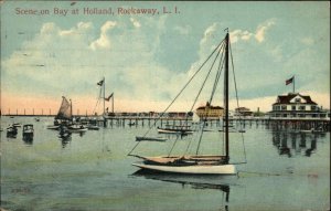 Rockaway Long Island New York NY Bay at Holland Boats c1910 Postcard